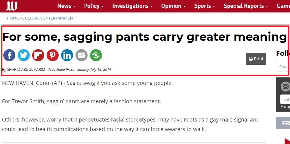 For some, sagging pants carry greater meaning